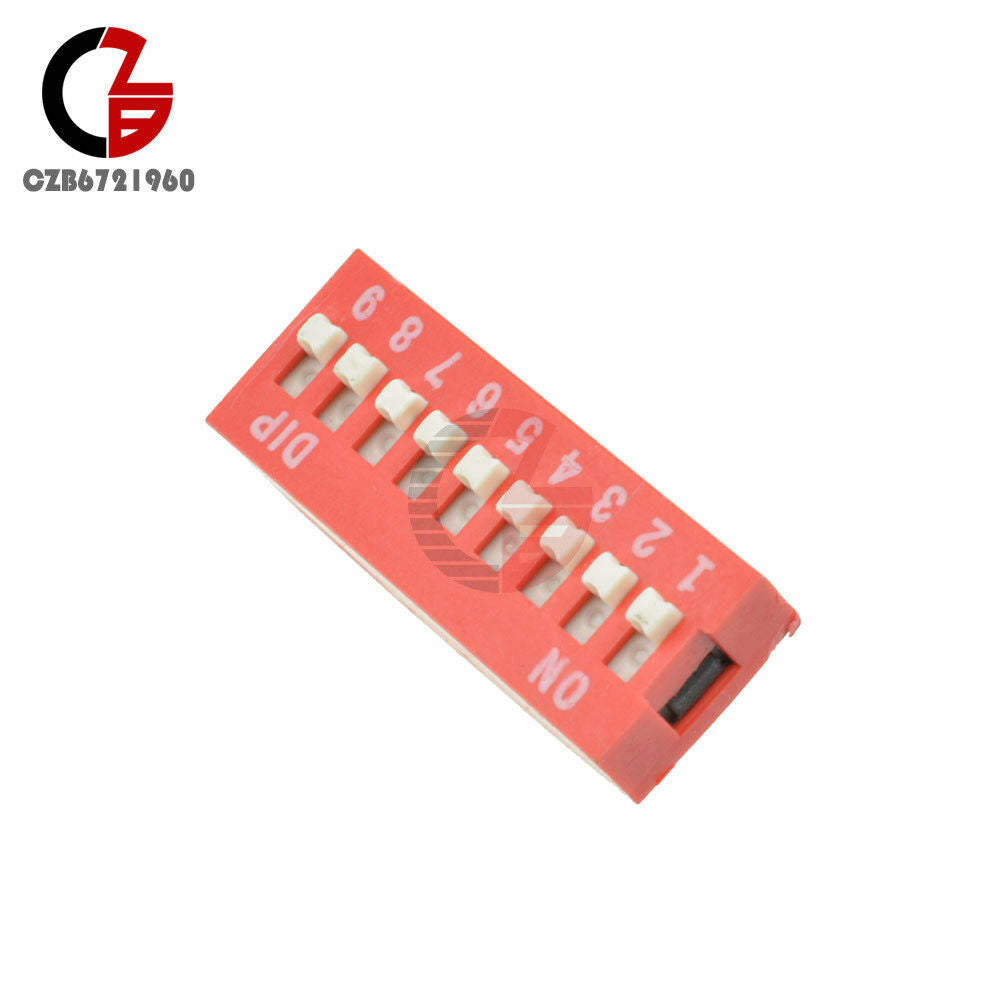 2PCS Slide Type Switch Module 2.54mm 9-Bit 9 Position Way DIP Red Pitch