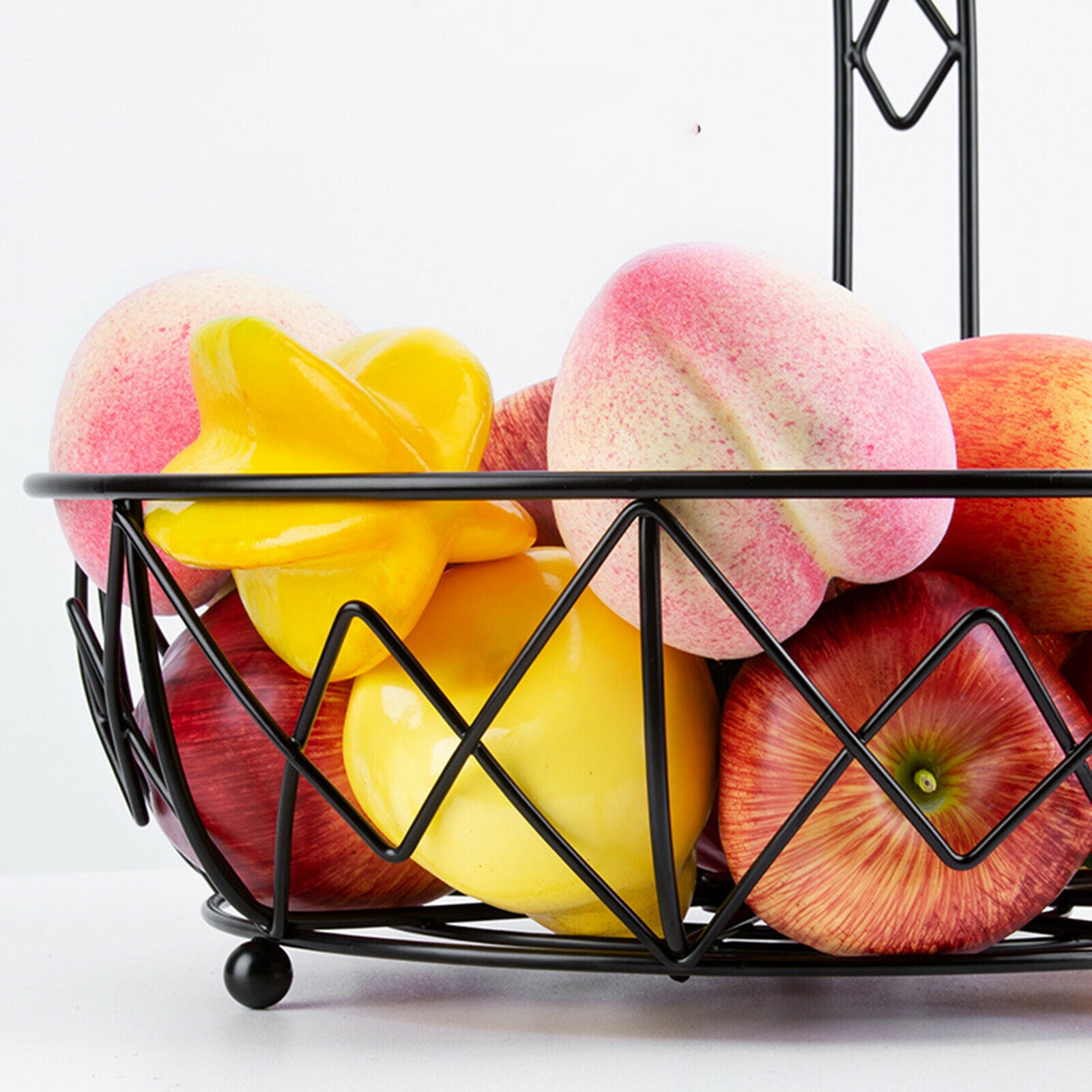 2 Tier Iron Countertop Fruit Basket for Kitchen Restaurant Fruit Organizer