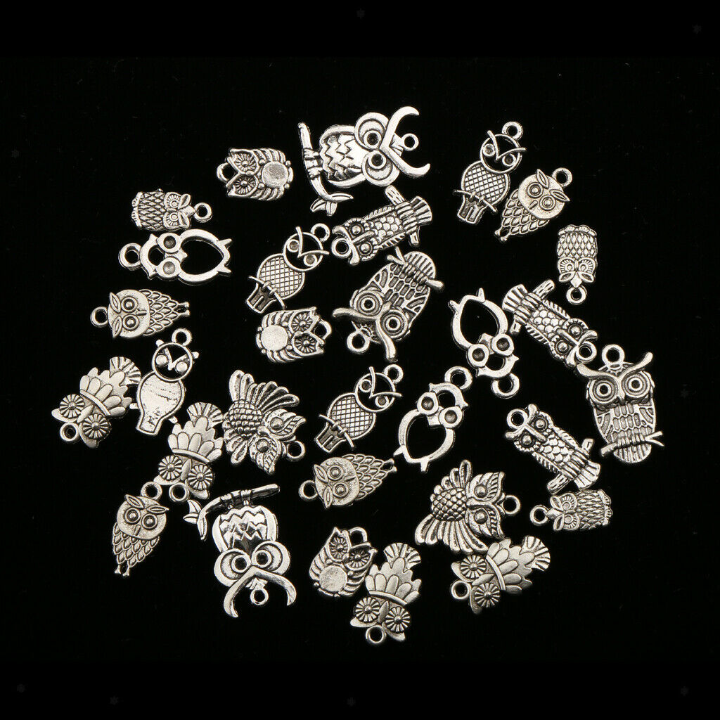 30 pcs Mixed Owl Charms Pendant Jewelry Making Accessories