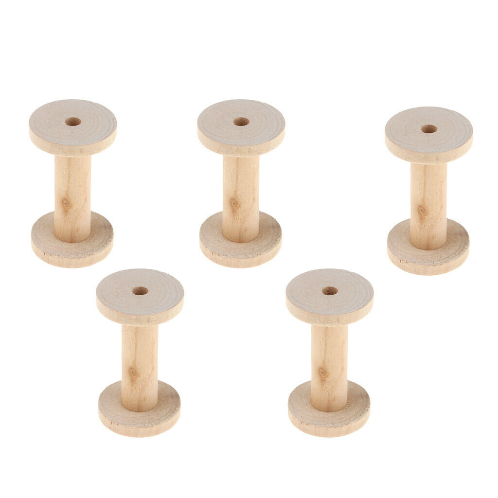 5x 1.96 '' X 3.3 '' Unfinished Wood Coils Craft Supplies Natural Wood Color