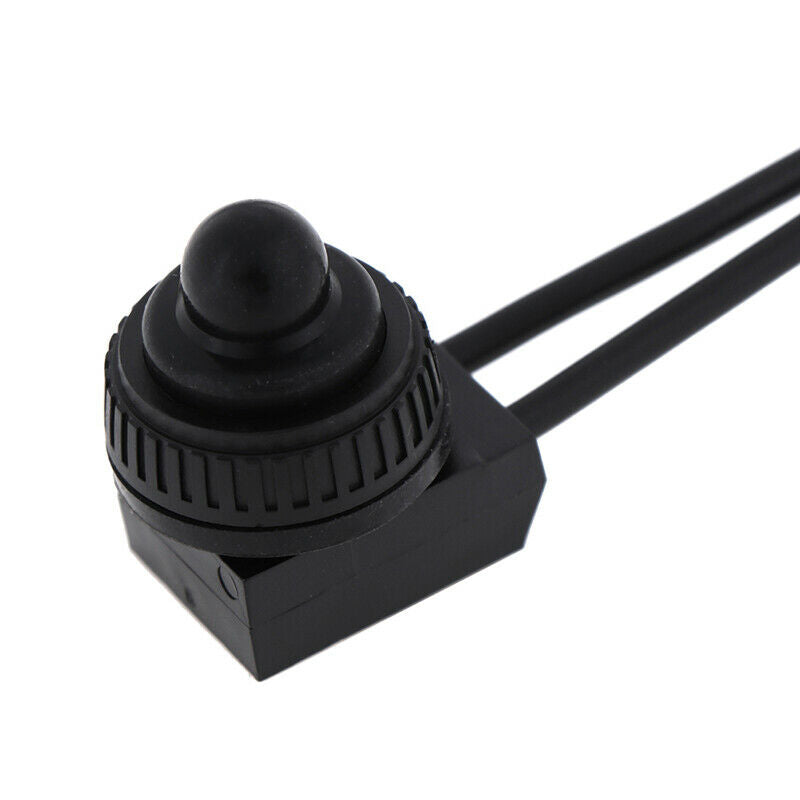 2PCS 12V Waterproof Push Button On-Off Switch With 4" Lead Wire Black MEA.l8