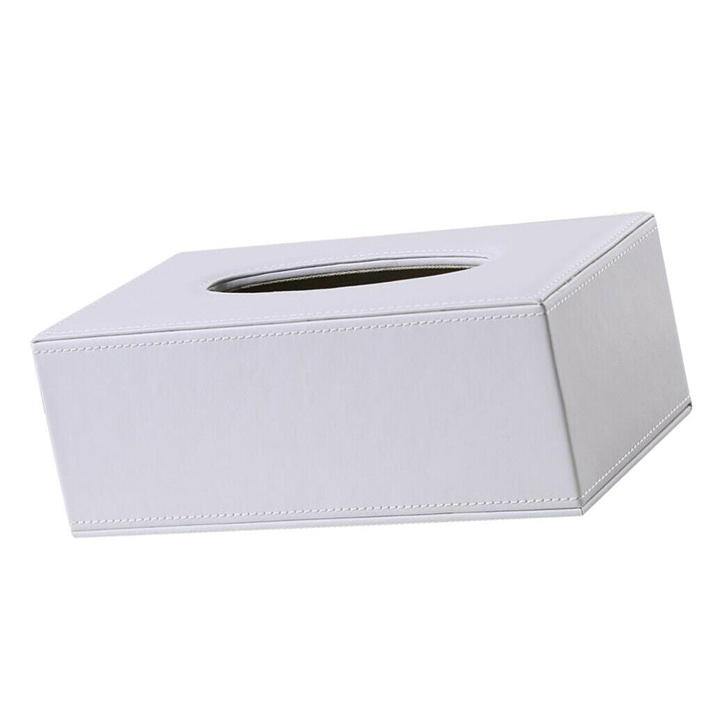 Home Decor Rectangle Leather White Kitchen Tissue Box Napkin Holder