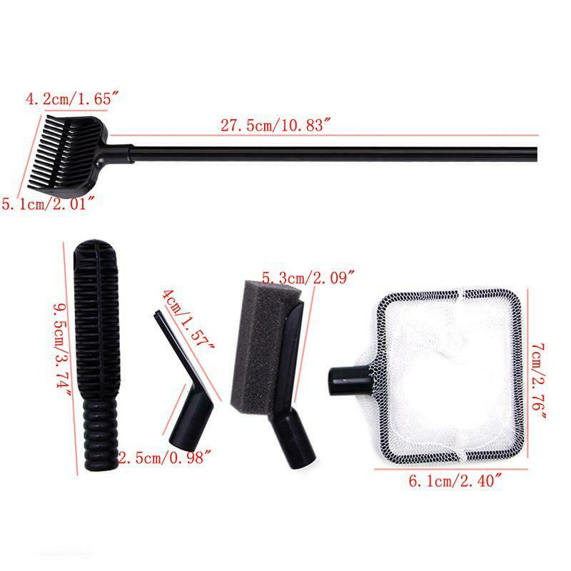 4 In 1 Aquarium Fish Tank Cleaning Tool Fork Gravel Rake Fishing Net Sponge New