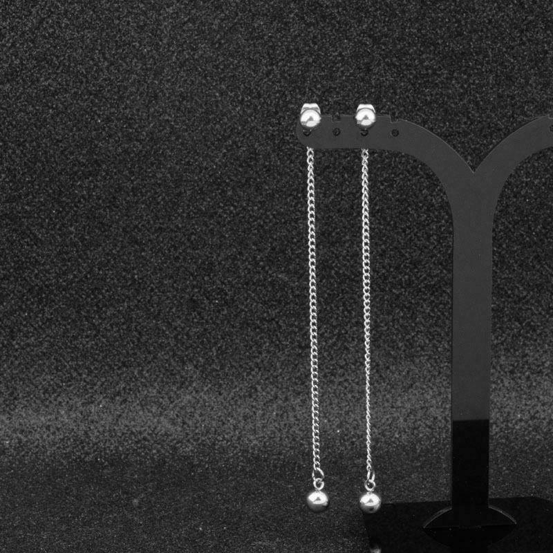 Elegant Stainless Steel Long Tassel Chain Dangle Drop Earrings  KPOP Boy Jewelry