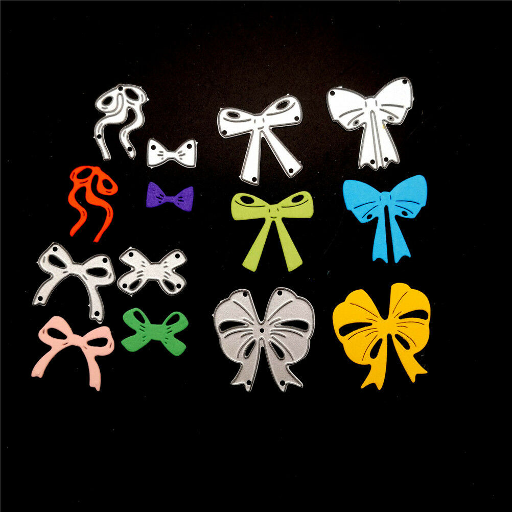 7pcs bow cutting dies stencil scrapbook album paper embossing craft di.l8