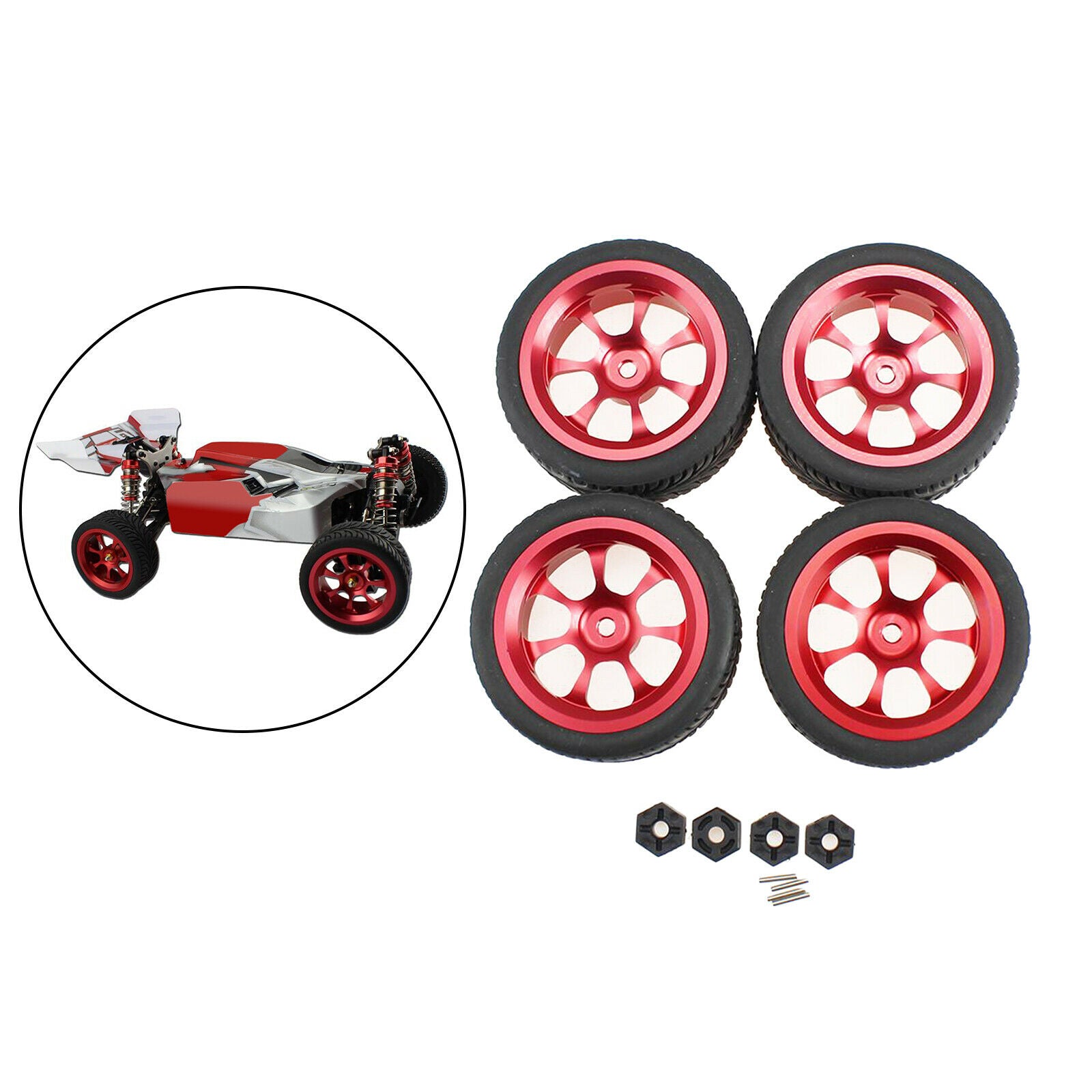 16PCS Wheel Rims + Tire for WLtoys 144001 124018 124019 RC Car DIY Accessory
