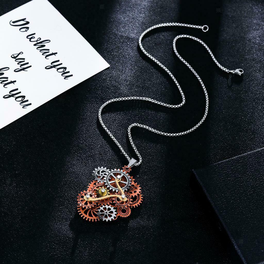 Steampunk Necklace Pendant Choker 24” Chain Party Prom Jewelry Cool Gift