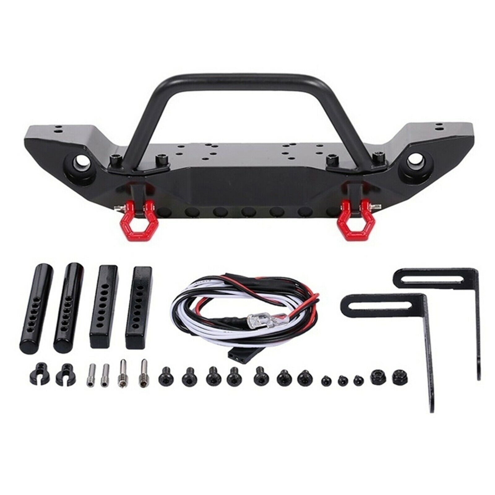 Metal Front Bumper and 2 LED Lights for Axial SCX10 II III Vehicles Crawler
