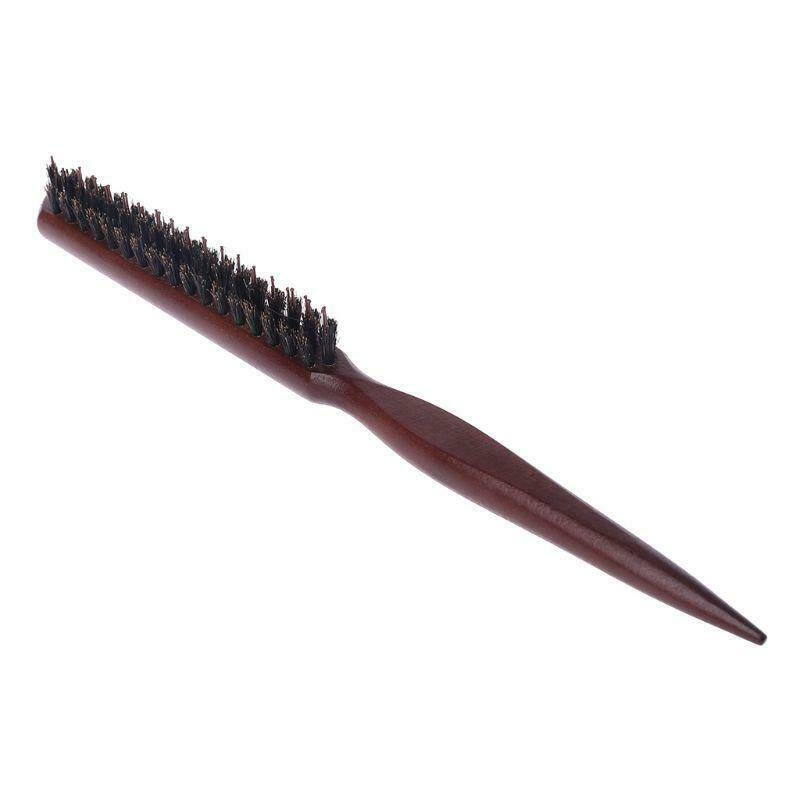 New Salon Comb Hair Teasing Brush Wooden Handle Back Comb Natural Boar Bristle