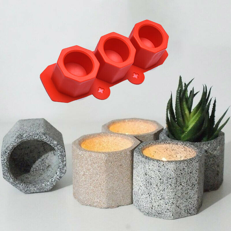 3 Cavity Silicone Pot Mold Clay Concrete Succulent Flower Cement Pot Cup .l8