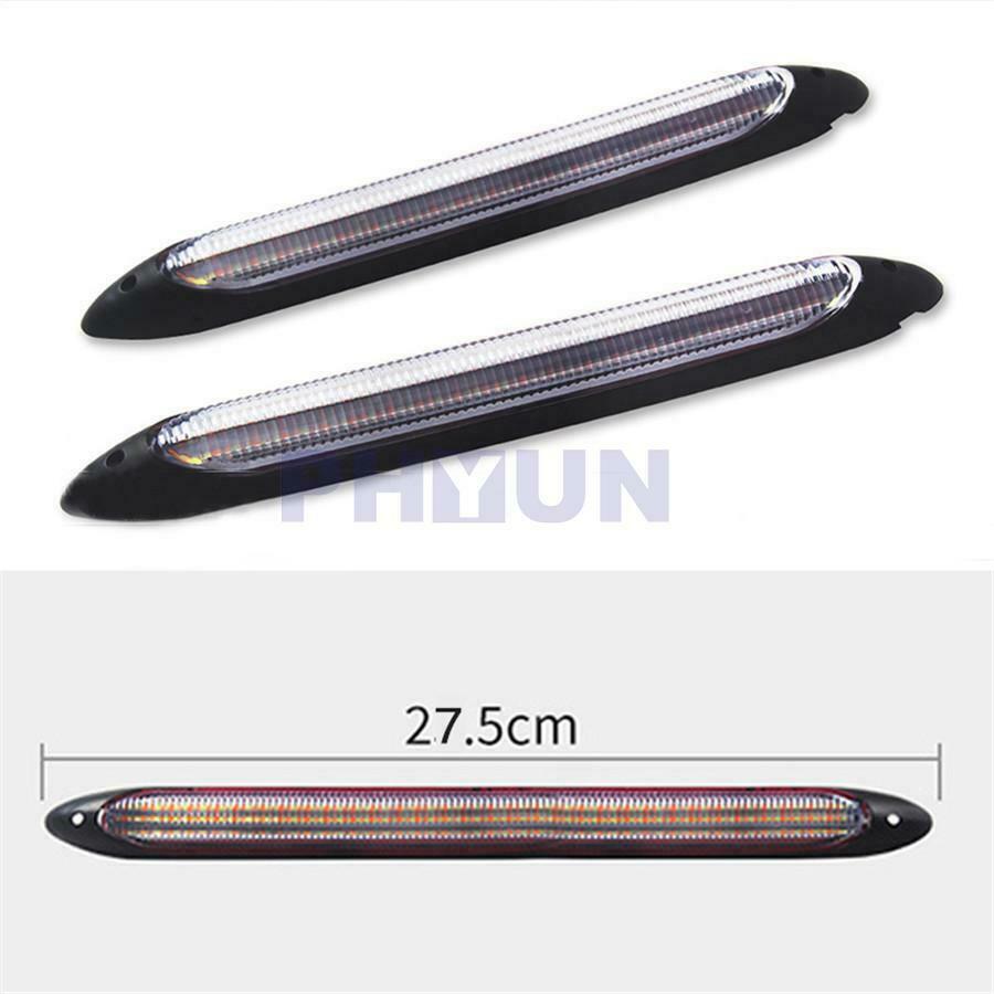 2x 10.83" Car LED Daytime Running Light White DRL Strips Yellow Flow Turn Signal