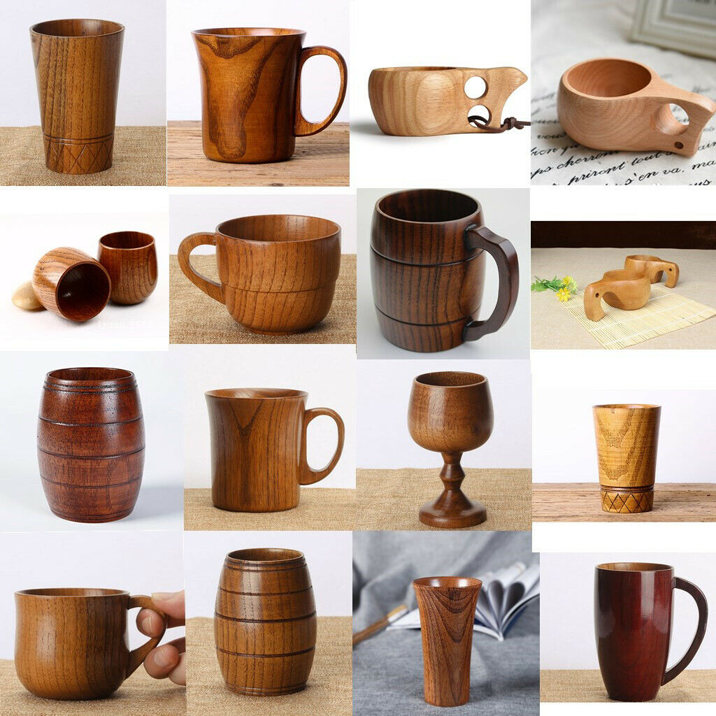 Wooden Cup Handmade Coffee Tea Beer Juice Milk Mug Drink 8.5cmx7cm