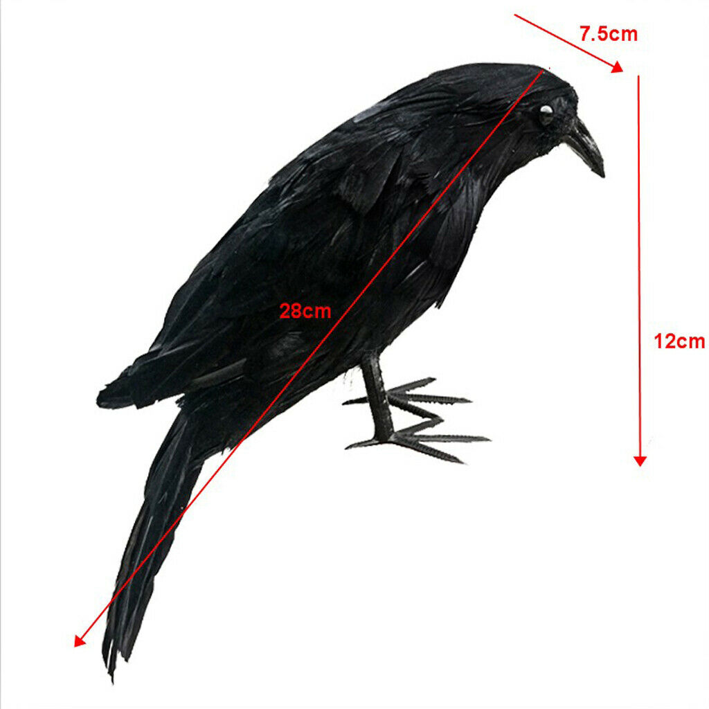 2pcs Lifelike Artificial Birds Realistic Raven Magpie Tree Decor