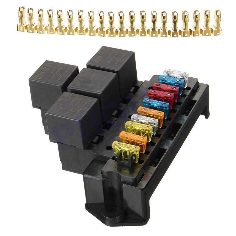 12V 80A 1 Set Universal Auto Automotive Blade Fuse Assortment Car Boat 10 Way