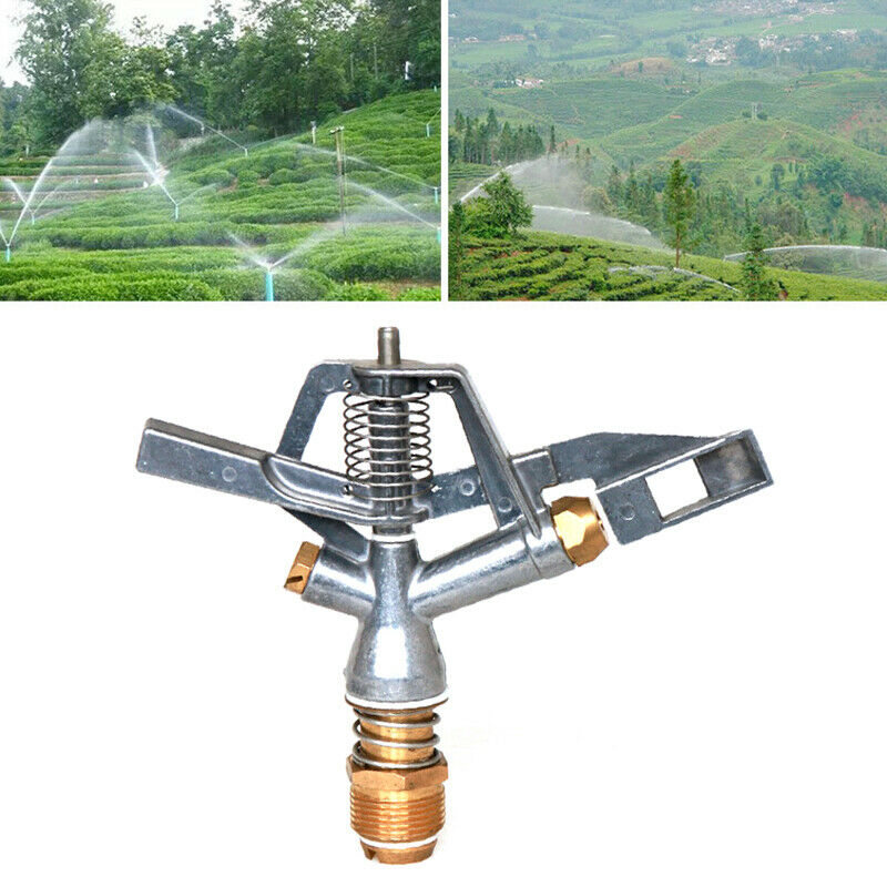 1.26'' Watering Irrigation Spray Gun Sprinkler 360Â° Adjustable Impact Area Alloy