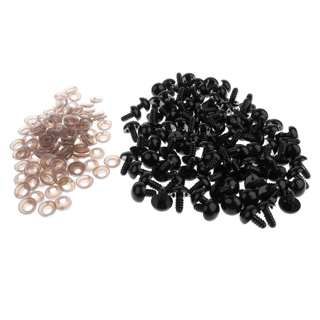 200 pieces 12mm 15mm black safety eyes with PLASTIC BACK for