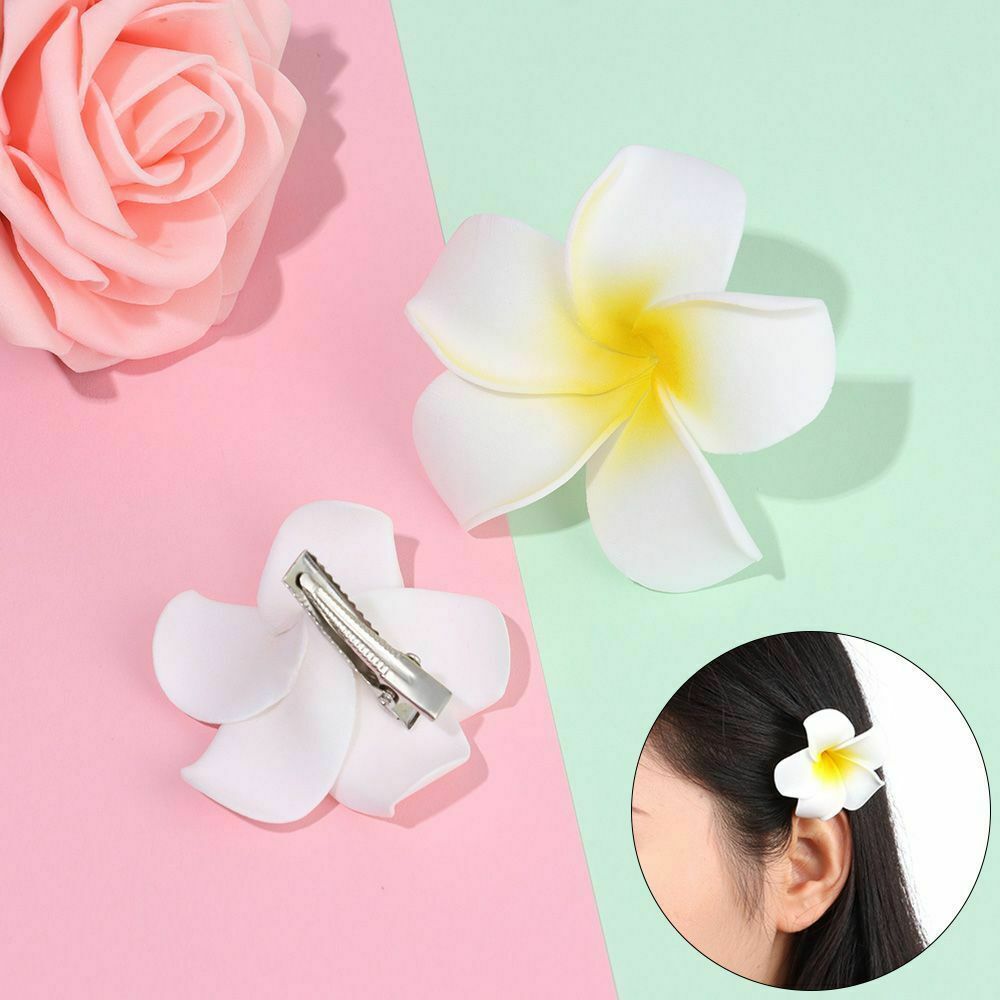 Girl Gift Simulation Hair Clip Beach Seaside White Plumeria Hairpin Flower