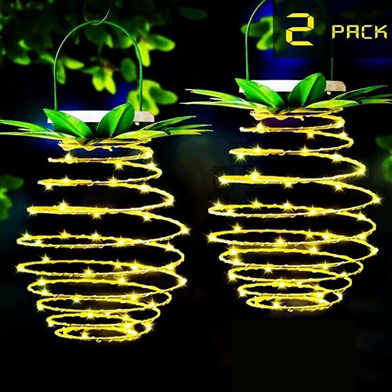 2Pack Pineapple Solar Lantern Lights Outdoor Waterproof Solar Spotlight for YaF4