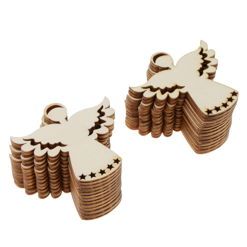 24 Set Unpainted Angel Wooden Craft Gift Tags Price Labels