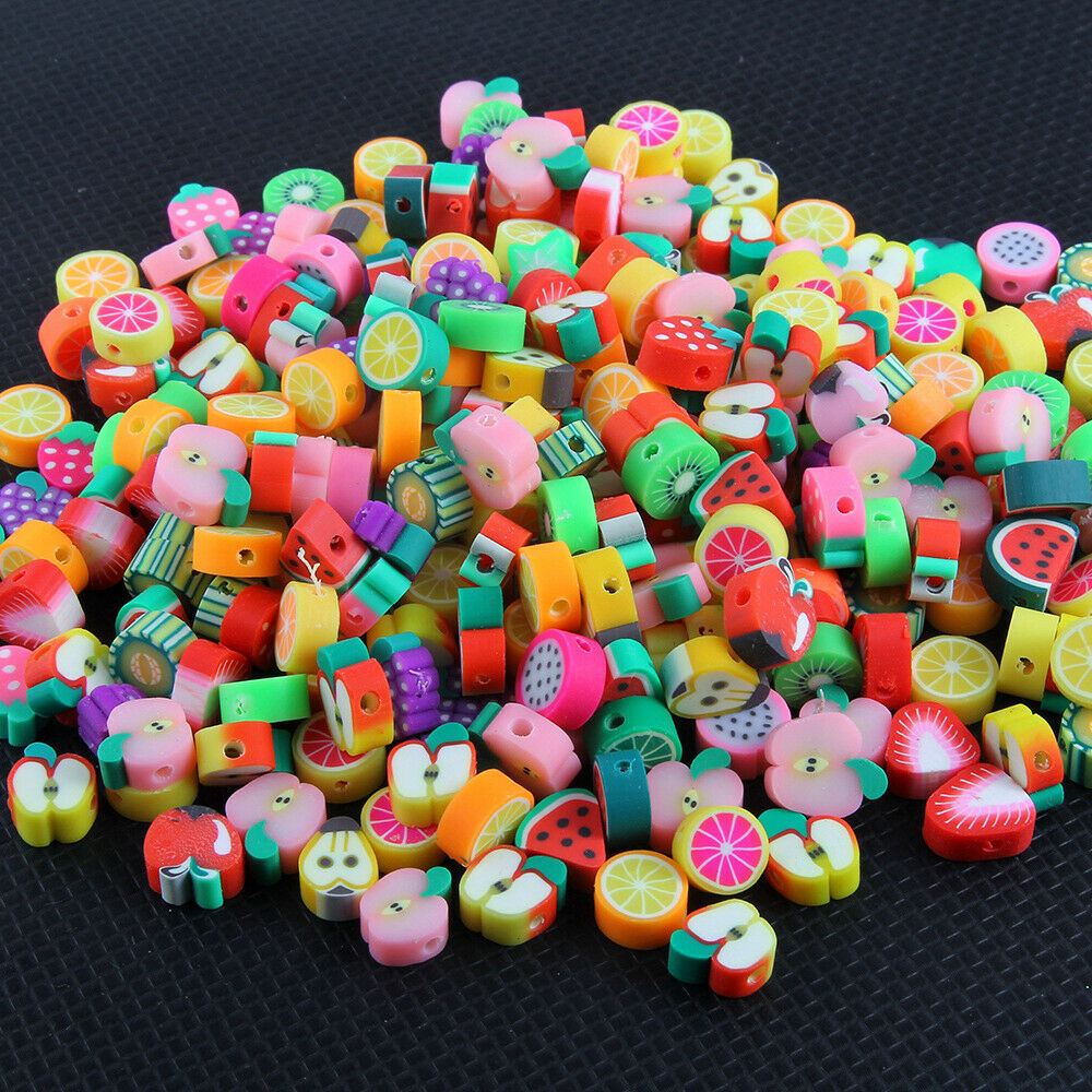 Lot of 100 Clay Beads Fruit Slice Loose Spacers Bracelet Making Art Craft 5-10mm