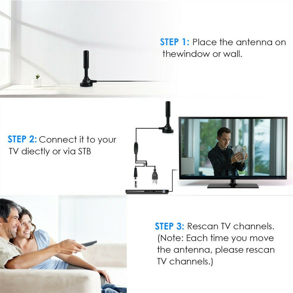 300 Mile Range Antenna TV Digital HD Skywire 4K Antena Digital Indoor HDTV 1080p