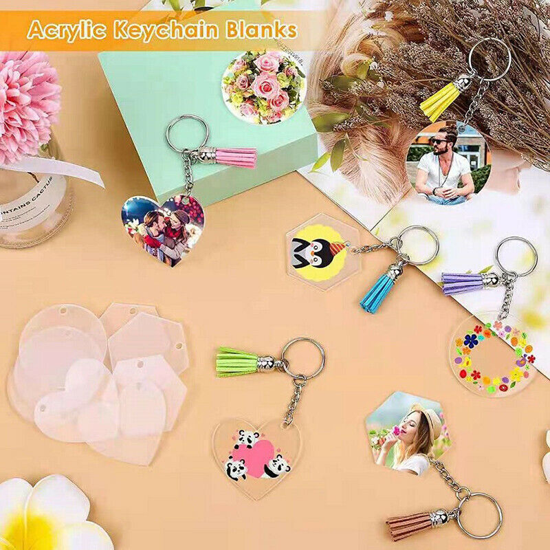 Acrylic Keychain Blank Transparent Ornament Pendants and Round Keychain Tass JY