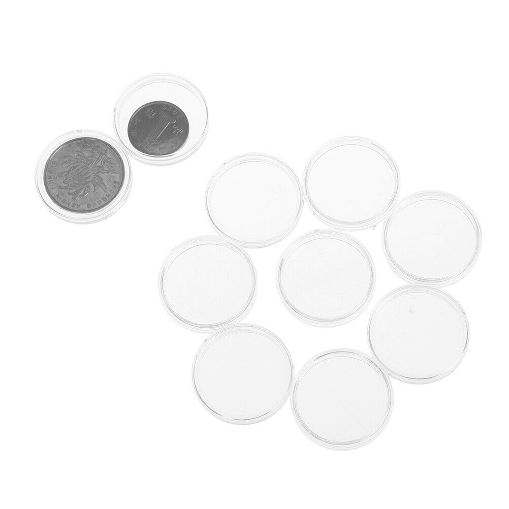 10Pcs 26mm plastic round applied clear cases coin storage capsules hol.l8