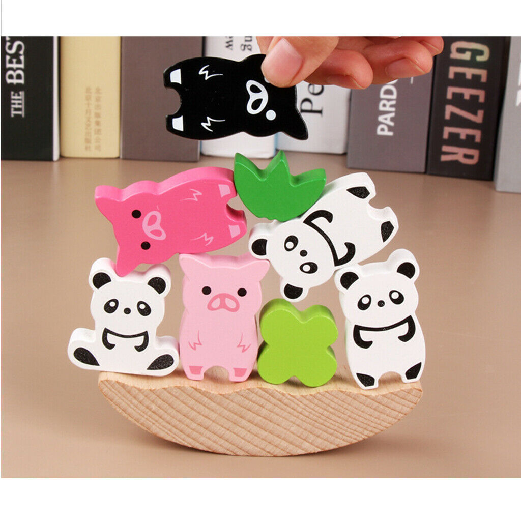 Fun Stacking Tower Balancing Game - Wooden Animal Building Blocks Baby Early