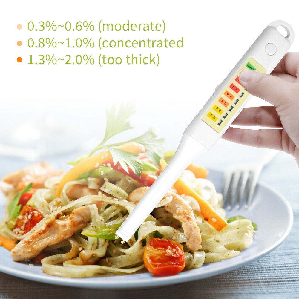 Electronic Food Salinity Tester Pen LED Indicator Salt Concentration Meter @