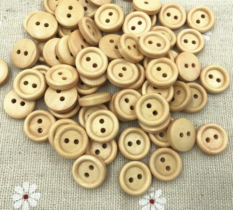 100X Wooden 2-holes buttons Round Fit sewing scrapbooking crafts 15mm