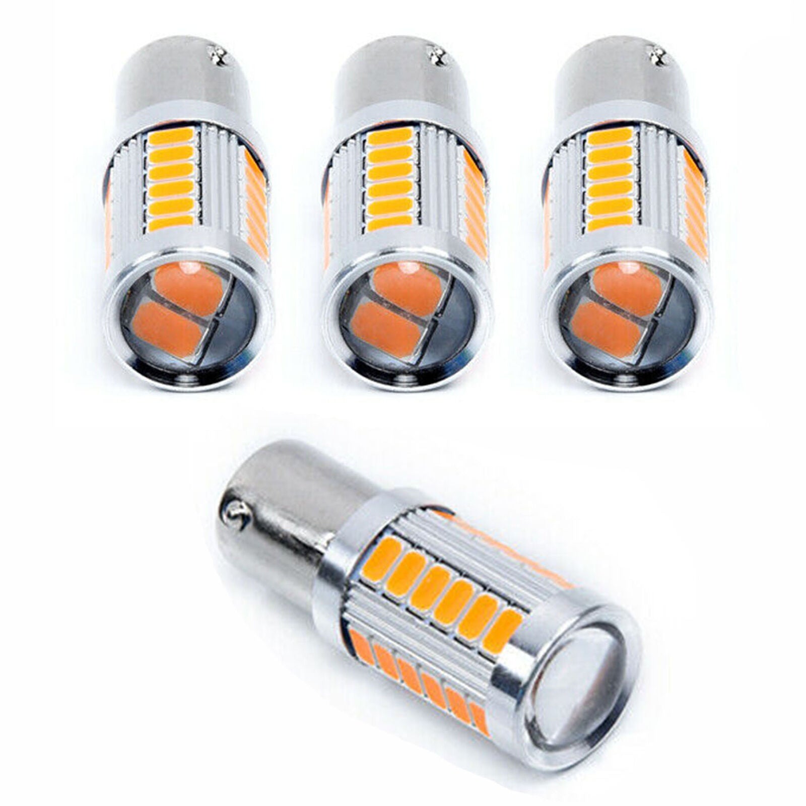 4X1156 Strobe Flash BA15S P21W LED Daytime Running Light Amber Fog Bulb 33SMD