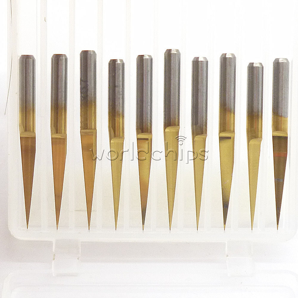10PCS Carbide PCB Engraving Bits 3.175mm CNC Router Tool 10 Degrees 0.1mm V-Shap