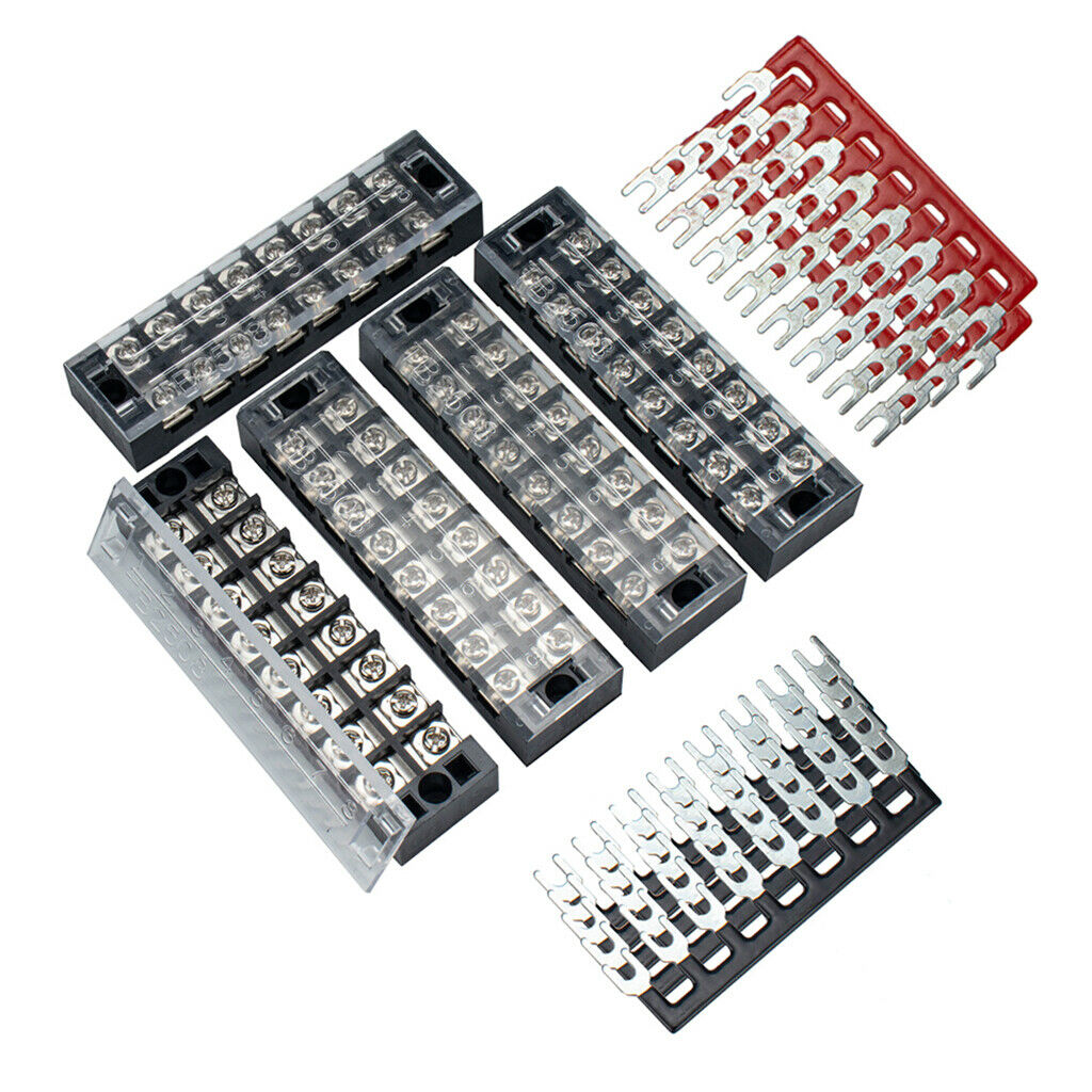5pcs Dual Row 8 Positions Wire Screw Terminal Electric Barrier Strip Block 25A