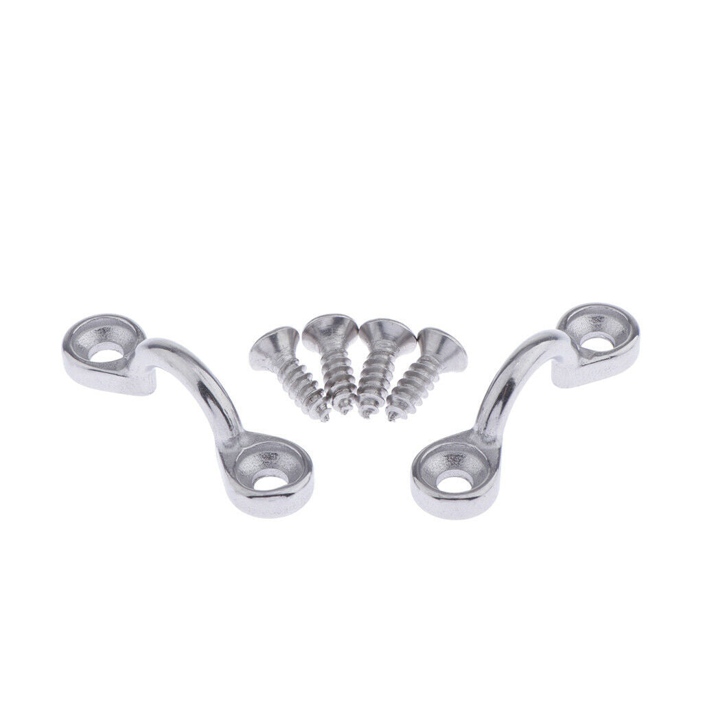 2pcs Stainless Steel Marine C Type Pad Eye Straps Accessories with 4 Screws