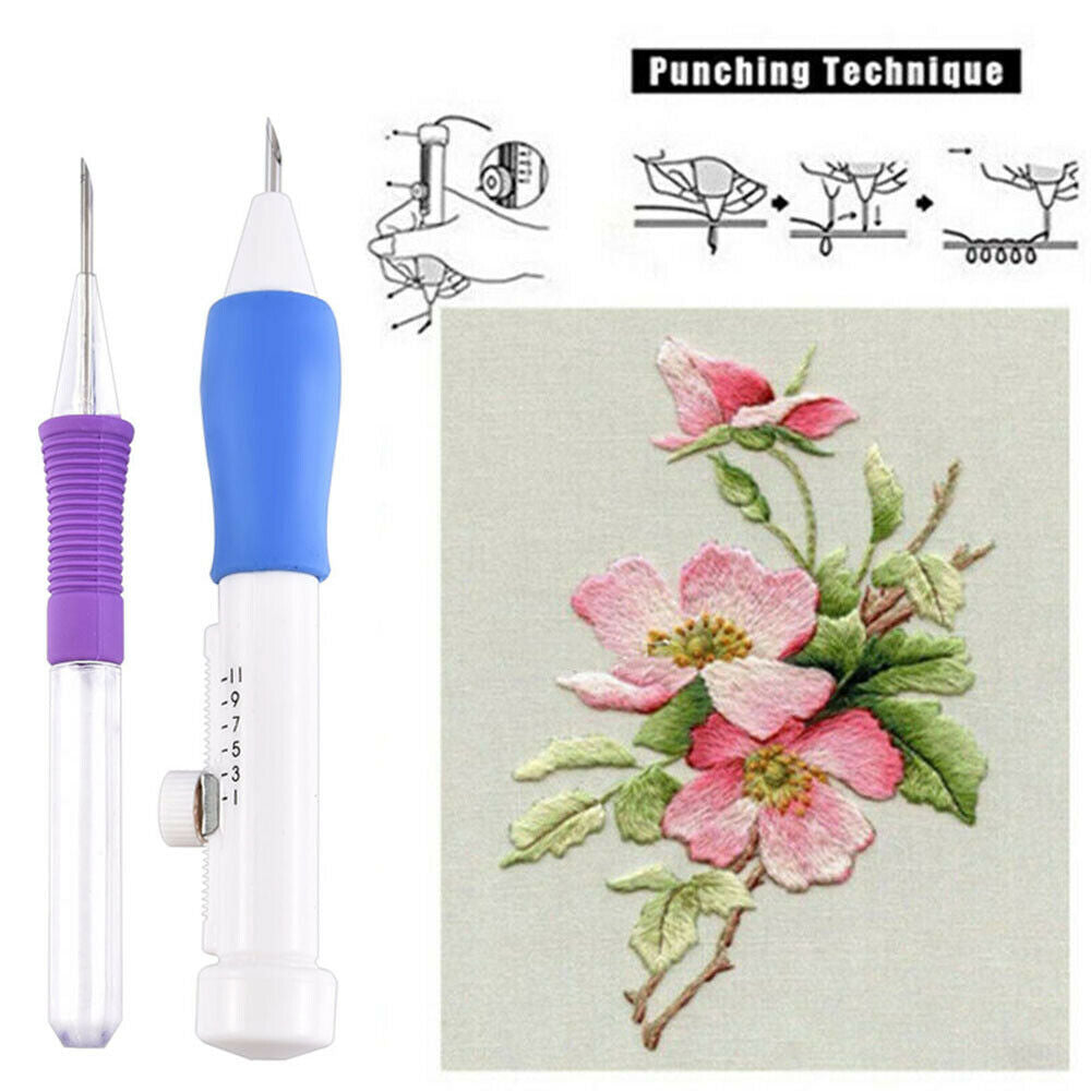 DIY Magic Embroidery Pen Set Punch Needle Stitching Knitting Sewing Tools US~~