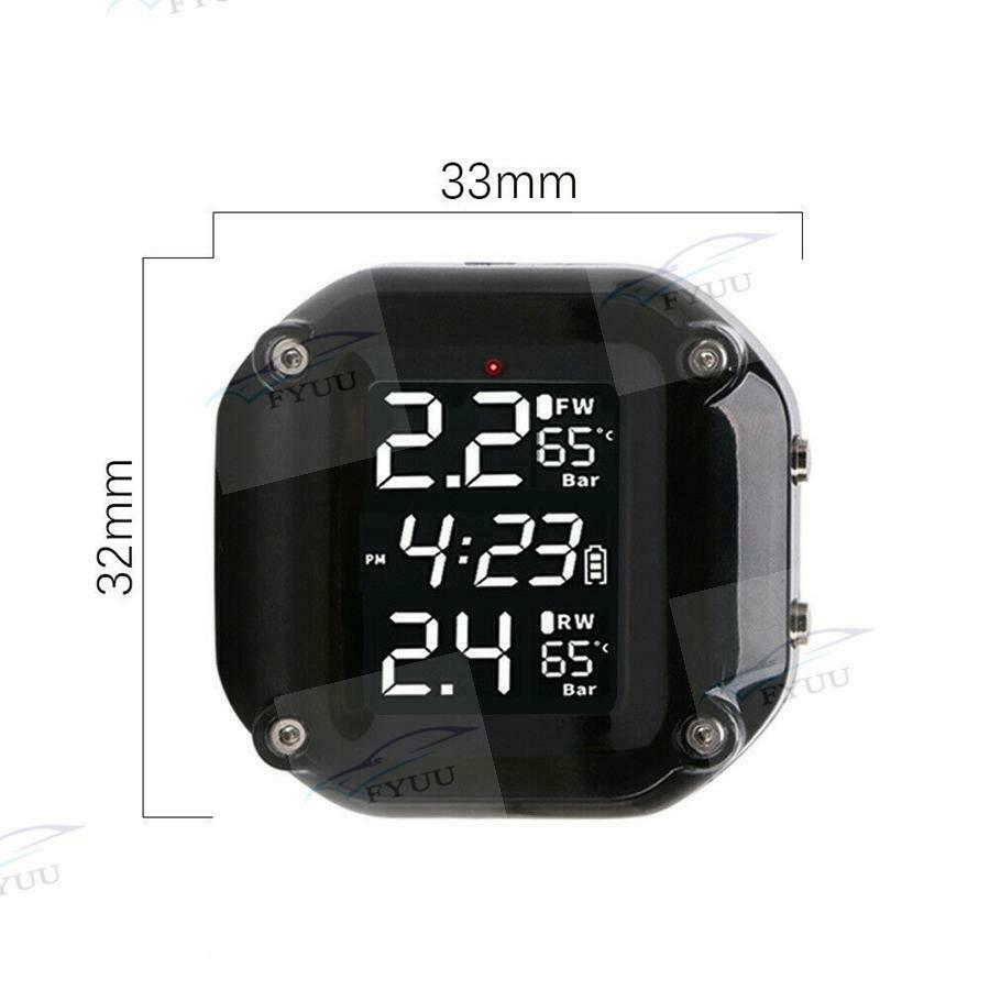 Motorcycle Digital Electric TPMS Tire Tyre Pressure Monitoring System +2 Sensors