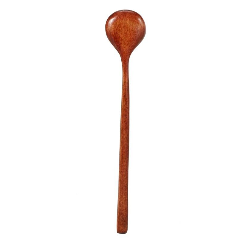 Long Spoons Wooden, 5 Pieces Korean Style 10.9 inches 100% Natural Wood Long HI9
