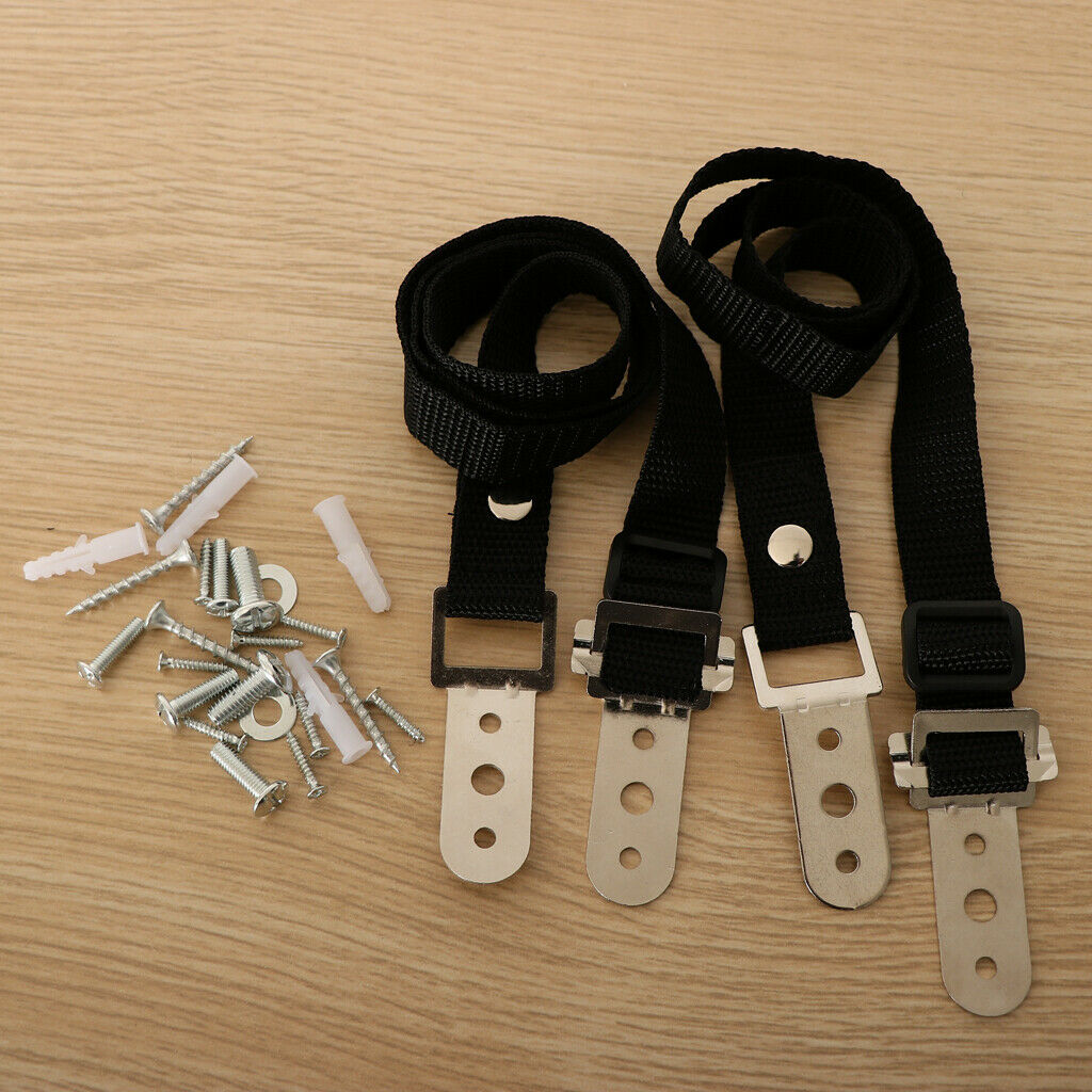 2pcs Baby Safety Proofing Anti Tip Tilting Hold Strap TV Stand Wall Fastener-