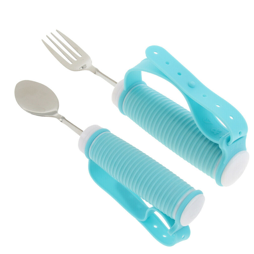 Elderly 2 Pcs Stainless Steel Good Grip Spoon Forks Kitchen Aids For Eating