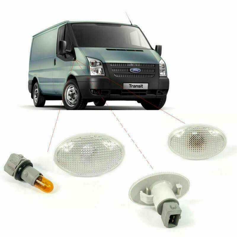 4PCS Side Marker Indicator Light Lens W/Bulbs For Ford Transit MK6 MK7 2000-2013