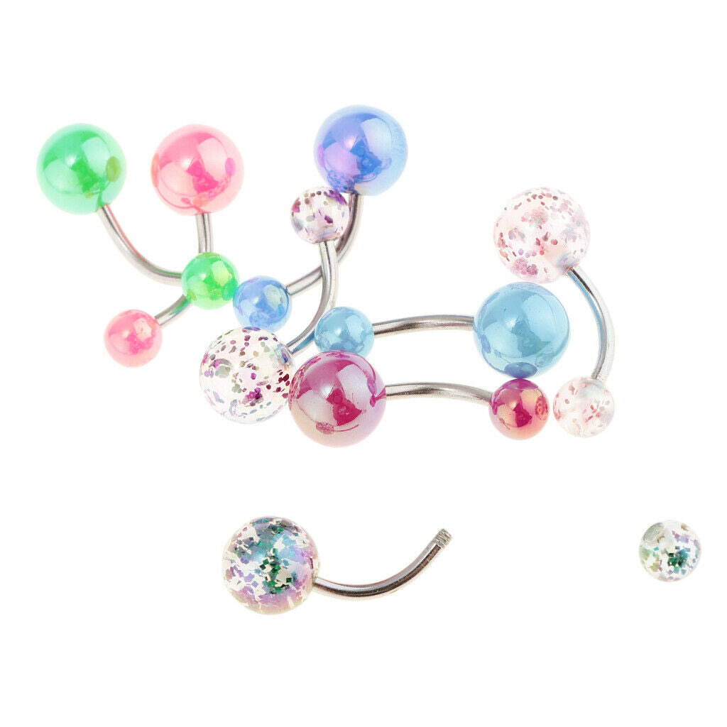 8 Pieces Assorted Color 316L Stainless Steel Navel Ring Bar Belly Ring