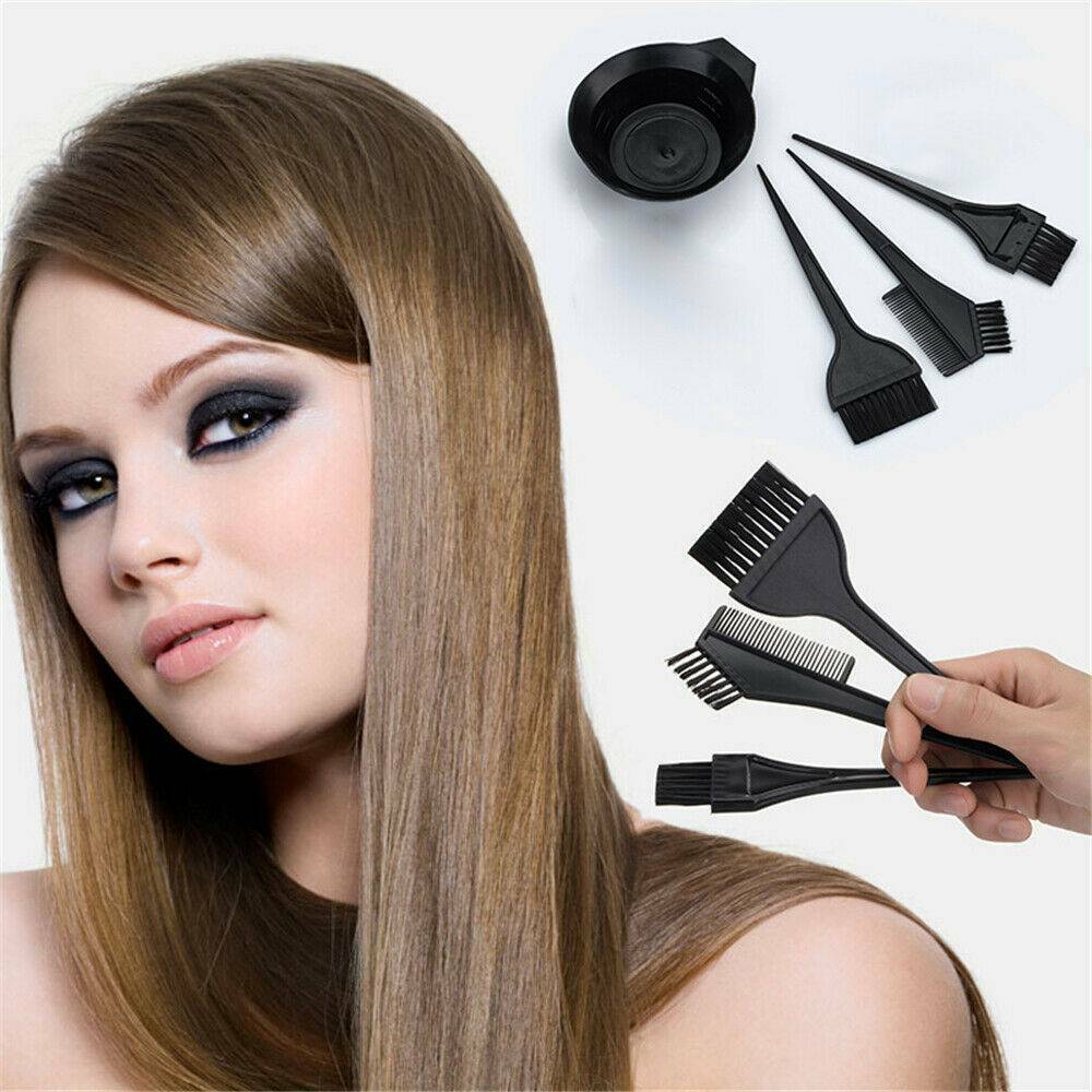 4x Salon Hair Coloring Dyeing Set Color Dye Brushes Comb Mixing Bowl Tint Tools