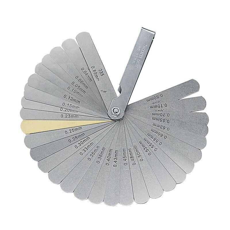 BlueSpot 32 Blade Leaf Feeler Gauge Metric Imperial Includes Brass Blade