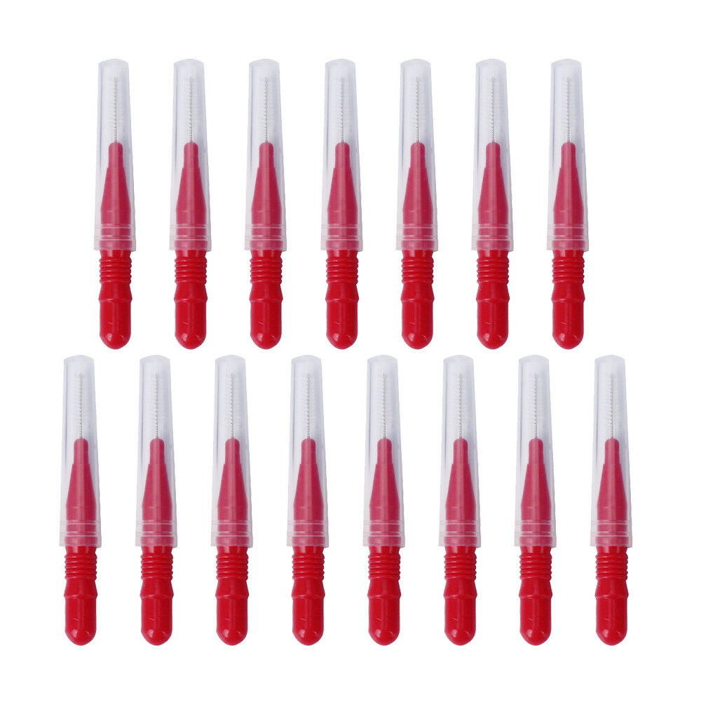 50PCS Interdental Brush Floss Sticks Tooth Floss Head Toothpick Cleaning Red NEW
