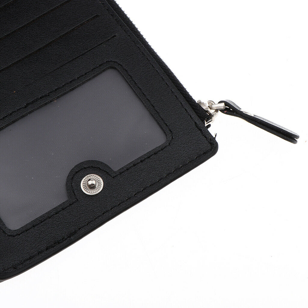 Men's Long Bifold Walllet Card Holder Thin Purse with Zipper Pocket Black