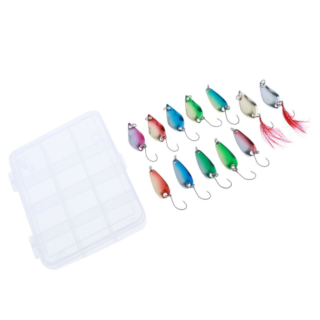 12pcs Mixed Colors Metal Fishing Lures Spinners Spoons Baits for Bass Trout