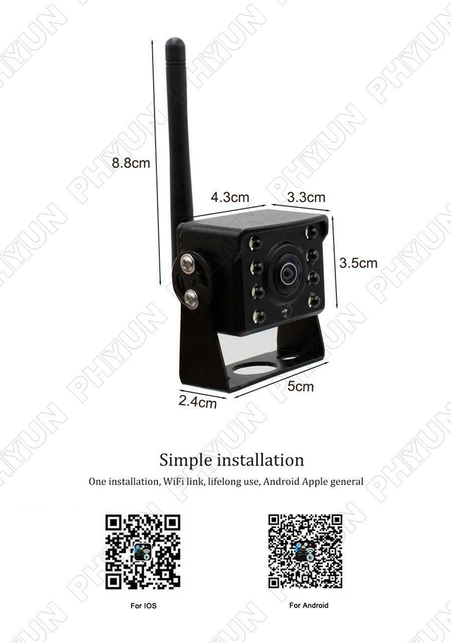 Wireless WiFi Truck RV Bus Front Rear View Backup Reverse Camera For iOS Android