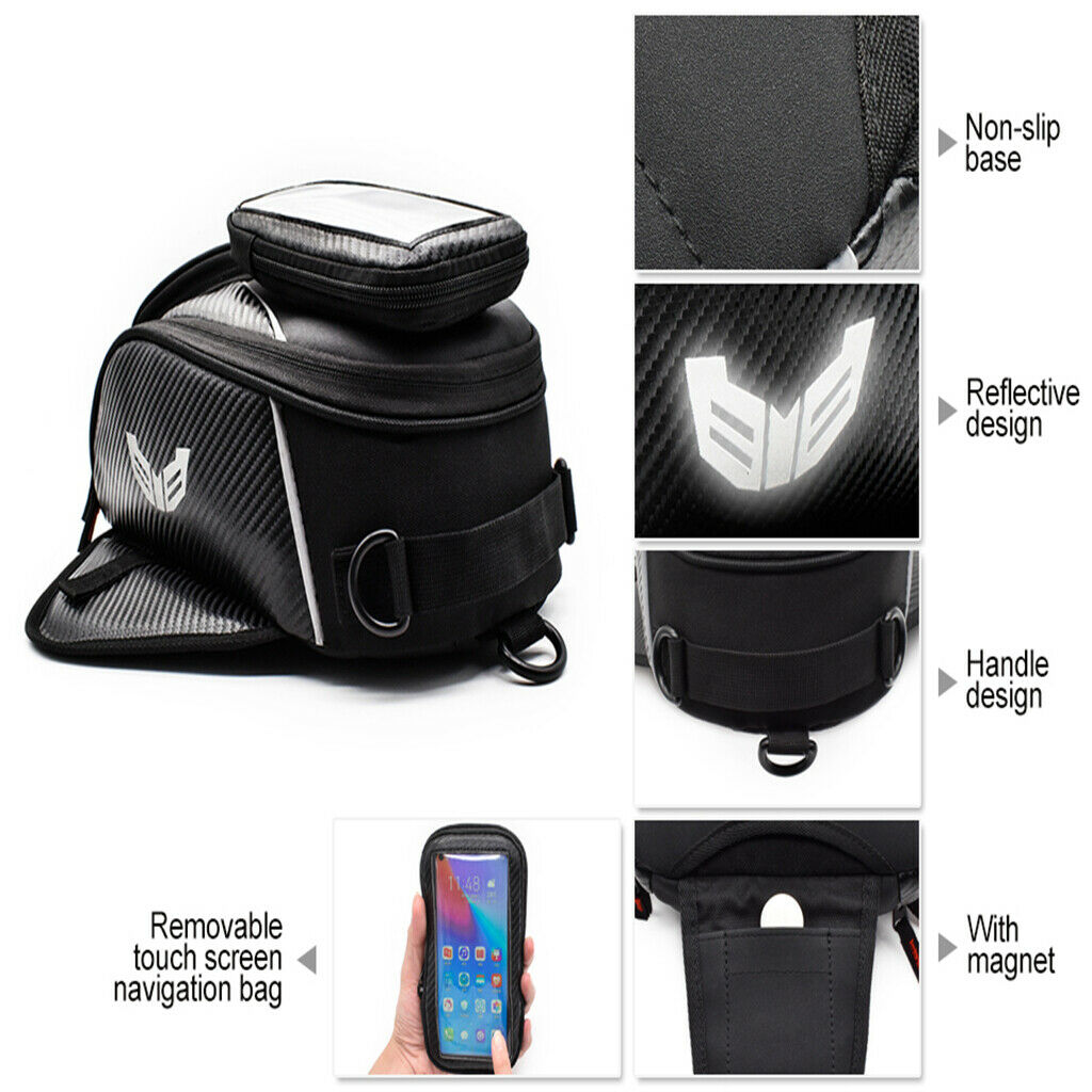 1Pcs Universal Detachable Motorcycle Fuel Tank Bag Large Capacity Black