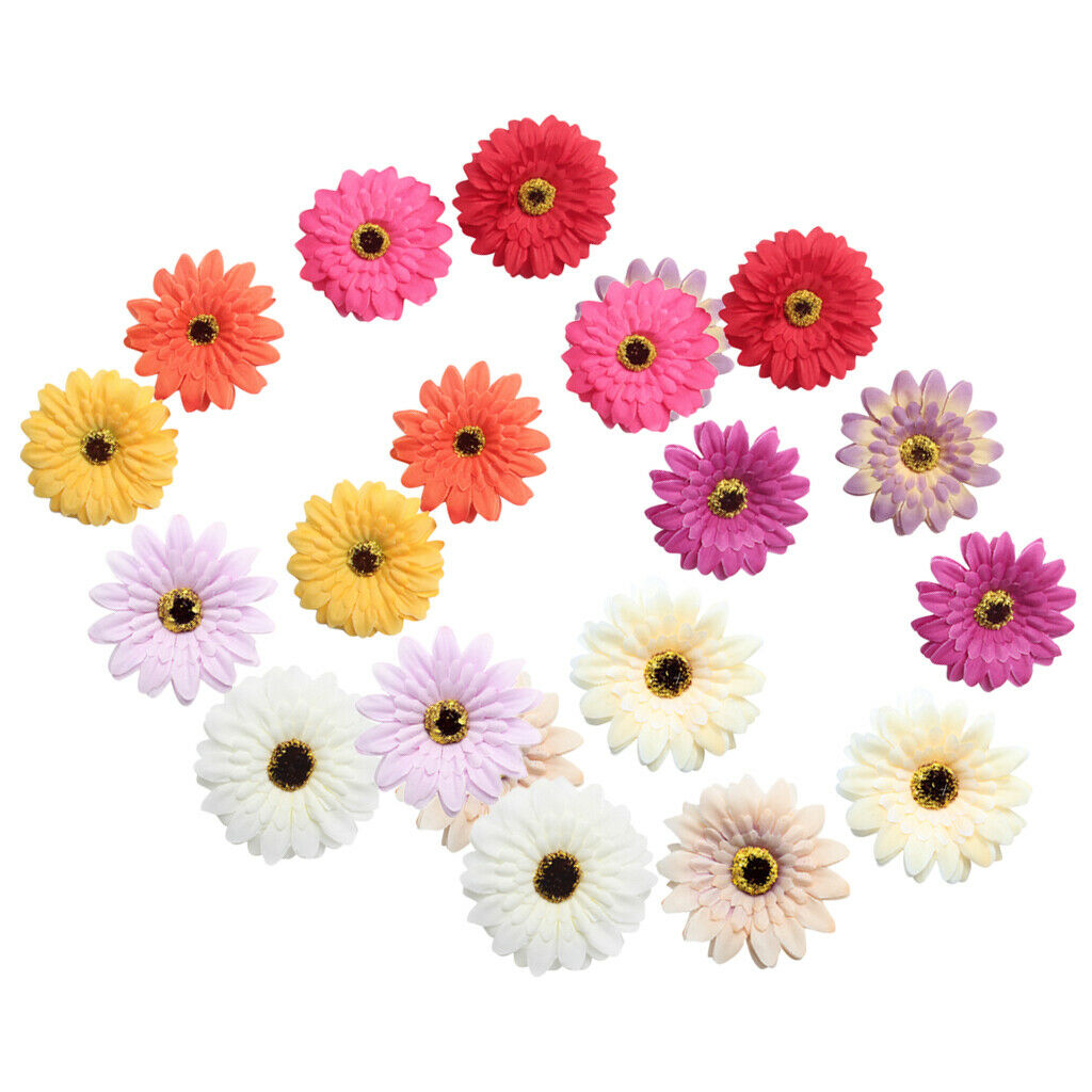 20pcs Gerbera Daisy Silk Flower Heads Wedding Dress Gift Wrapper DIY Decor