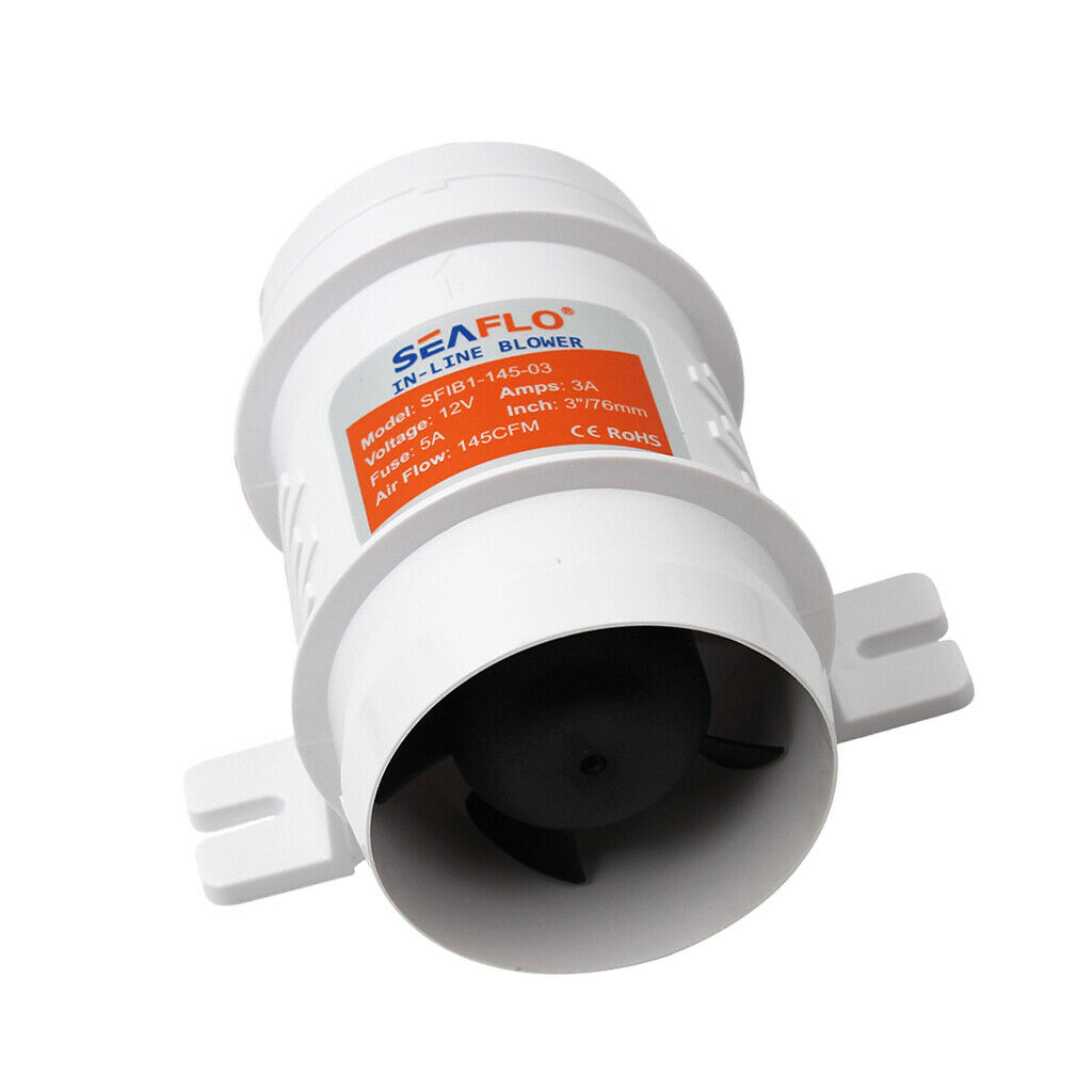 12V Electric In Line Bilge Air Blower 145 CFM 3" Marine Boat